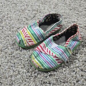 TOMS Tiny Alpargata Toddler Shoes | Rainbow Stripe Canvas | Size 5T